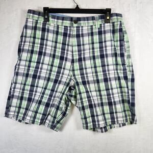 Chaps Plaid Chino Shorts‎ Green Blue Size 34 Cotton